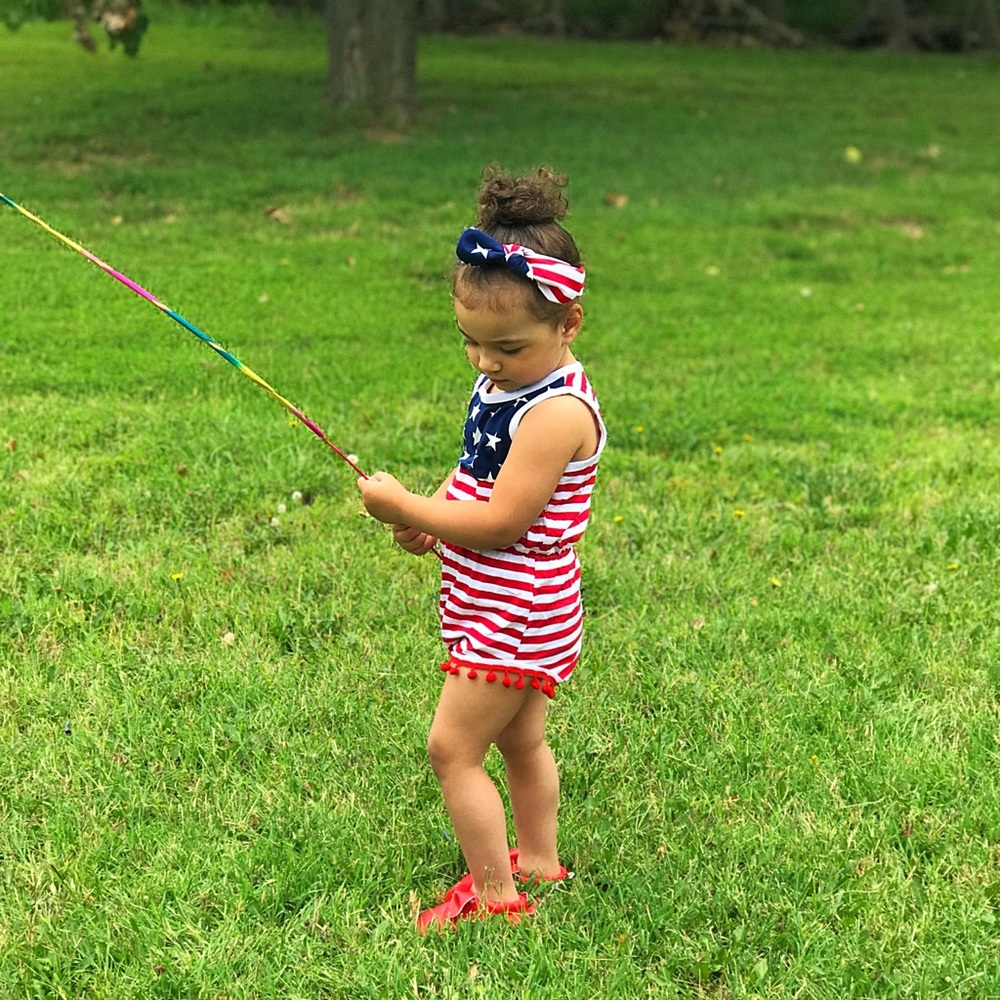 🇱🇷 Patriotic outfit pom romper/ headband 🇱🇷